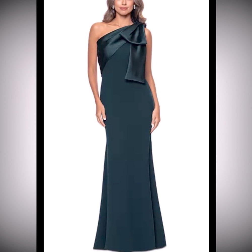 Betsy & Adam Twill Satin Bow, Jersey Gown, Sz 14,New, pine
